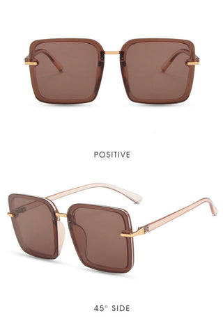 Lunettes de soleil carrées – Monture transparente marron/Verres marron