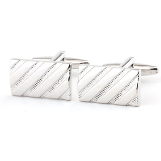 Oxford Stripe Silver Cufflinks