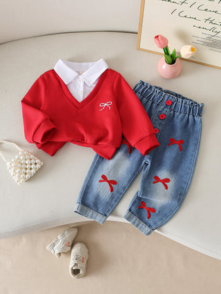 Ruby Ribbon Denim Set