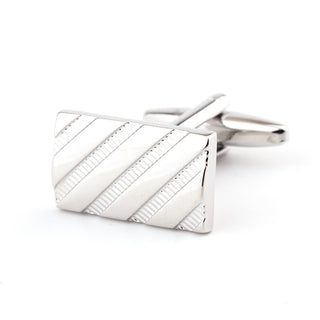 Oxford Stripe Silver Cufflinks
