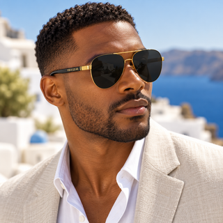 Men’s Premium Aviator Sunglasses – Black & Red Frame Collection