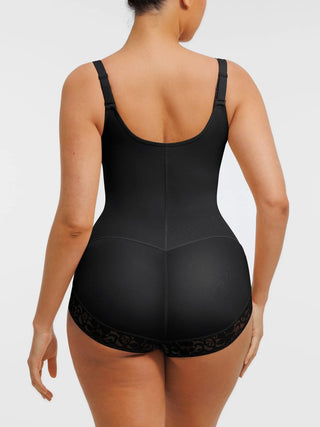 U-shaped Front Zipper Lace Shapewear