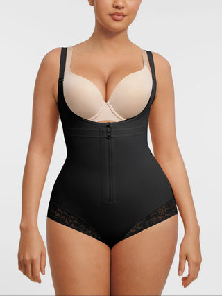 U-shaped Front Zipper Lace Shapewear