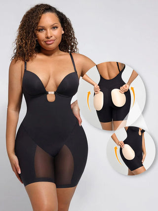 Plunge Low-Back Shapewear With Removable Butt And Hips Pads