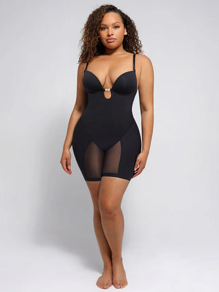 Plunge Low-Back Shapewear With Removable Butt And Hips Pads