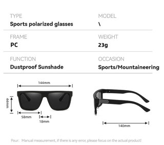 Men’s Premium Polarized Sports Sunglasses – Matte Black Rectangular Frame