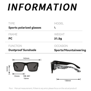 Men's Polarized Square Sunglasses – Black Frame with Paisley Temple Design