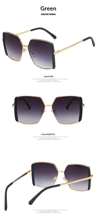 Lunettes de soleil oversize carrées en métal – Vert et or
