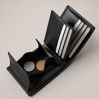 Men's Genuine Leather Black Bifold Wallet – Classic & Functional