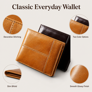 Men's Oil-Wax Genuine Leather Bifold Wallet