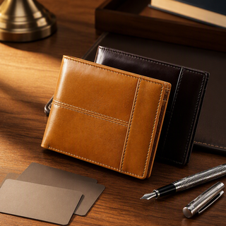 Men's Oil-Wax Genuine Leather Bifold Wallet