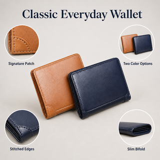 Men's Top-Grain Genuine Leather Bifold Wallet – Classic & Slim