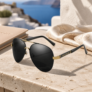 Men’s Premium Aviator Sunglasses – Black & Red Frame Collection