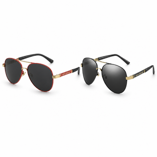 Men’s Premium Aviator Sunglasses – Black & Red Frame Collection