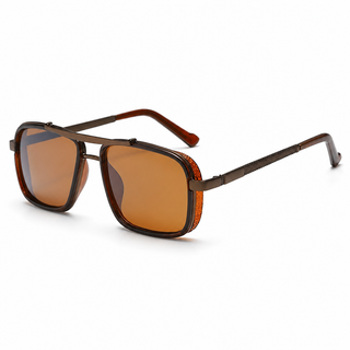 Men’s Premium Polarized Square Sunglasses – Amber Lens Aviator Style