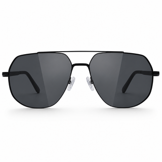 Men's Polarized Geometric Aviator Sunglasses – Black Metal Frame