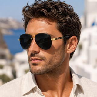 Men’s Premium Aviator Sunglasses – Black & Red Frame Collection