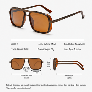 Men’s Premium Polarized Square Sunglasses – Amber Lens Aviator Style
