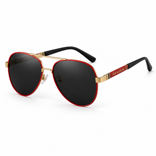 Men’s Premium Aviator Sunglasses – Black & Red Frame Collection